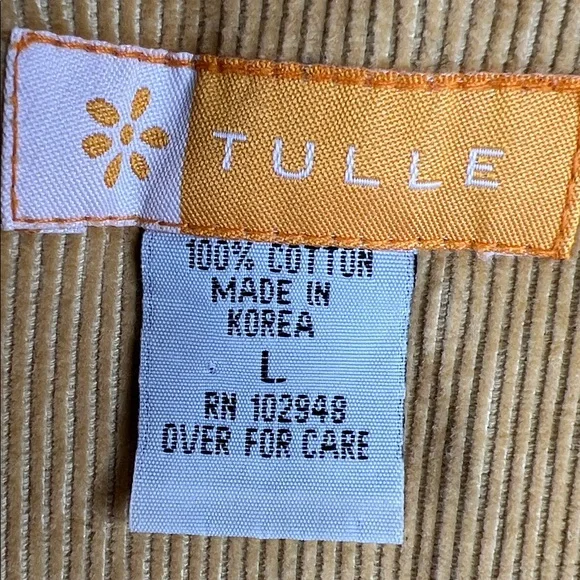 Tulle Corduroy Jacket Size Large - Picture 6 of 7